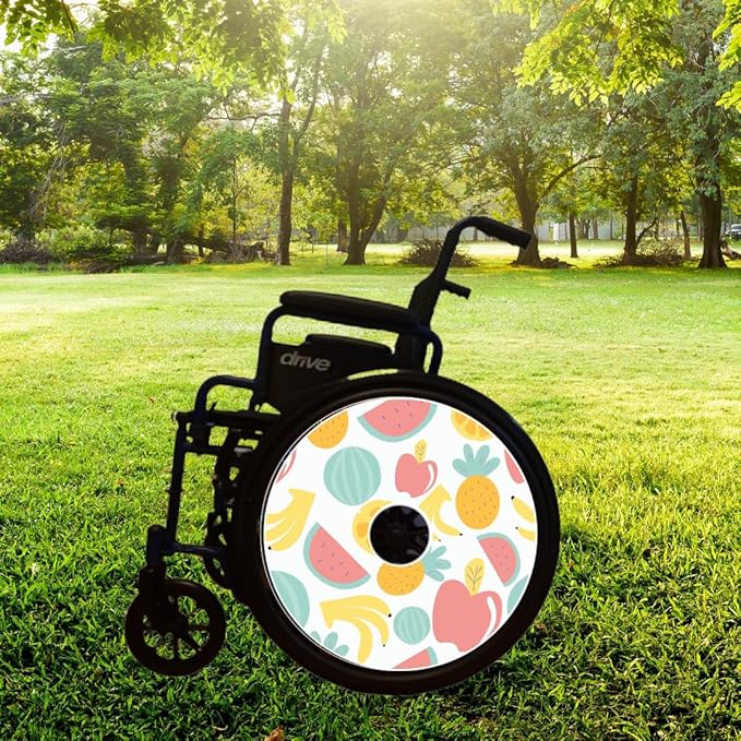Designer Cover for Wheelchair Wheels, Enhances Aesthetics, Easy Install/Remove, Lightweight, New Matt Finish (Fruity Splash)