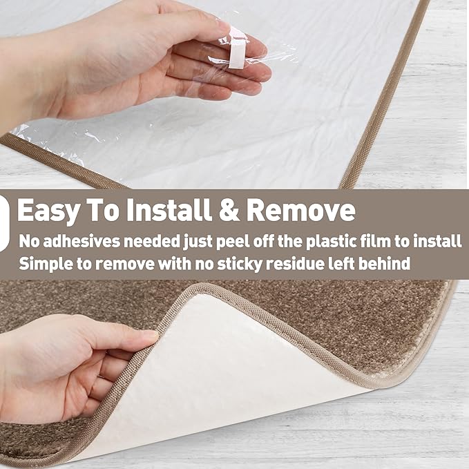 PURE ERA Carpet Stair Treads Tape Free Non Slip Indoor Stair Carpet Stair Protectors Pet-Friendly Non-Slip Skid Resistant Washable Reusable 8" x 30"(14 Pieces,Camel Brown)