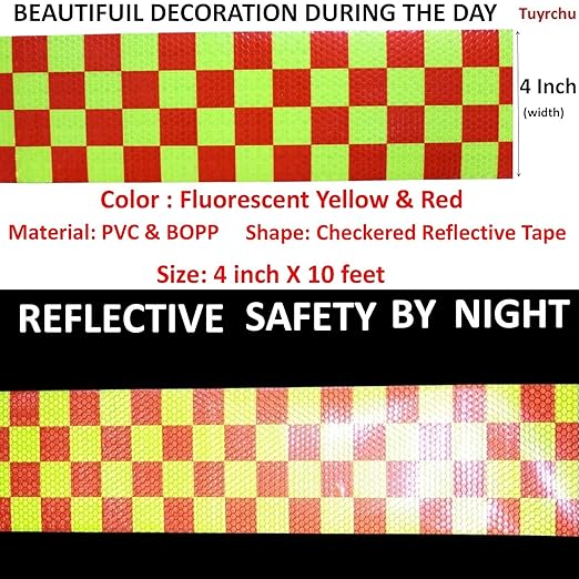 Industrial Reflective Tape 4 inch Wide for Cars, Outdoor Waterproof Hazard Conspicuity Safety Warning Marking Tape (10 feet)