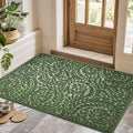 Bulijojo Front Door Mat Entrance,Durable Heavy Duty Welcome Mat,Thick Absorbent Natural Rubber Non Slip Mat,Sturdy Entryway Green 47"x32"