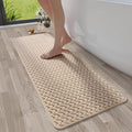 Bathroom Runner Rug Non Slip, Super Absorbent Quick Dry Long Bath Mat, Foam Weave Texture Rubber Backing Ultra Thin Bathroom Mats Fit Under Door Bathroom Floor Bathtub Shower, 16"x 47"