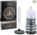 2-pk Tumbler Lid Organizer for Cabinet & Countertop - Slim Space-Saving Lid Holder with 9" Sturdy Bar & Weighted, Non-Slip Base - Vertical Storage Cup Lid Organizer - Collapsible Lid Rack for 10 Lids