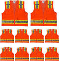 Premium High Visibility Surveyor Vest Solid Front Mesh Back, 10 Pack