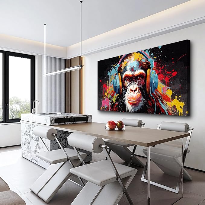 MHARTK66 Large Canvas Wall Art For Living Room Wall Decor For Office Bedroom Abstract Wall Decorations Wall Poster Colorful Gorilla Painting Pictures Home Walls Decor Artworks Ready To Hang 30X60