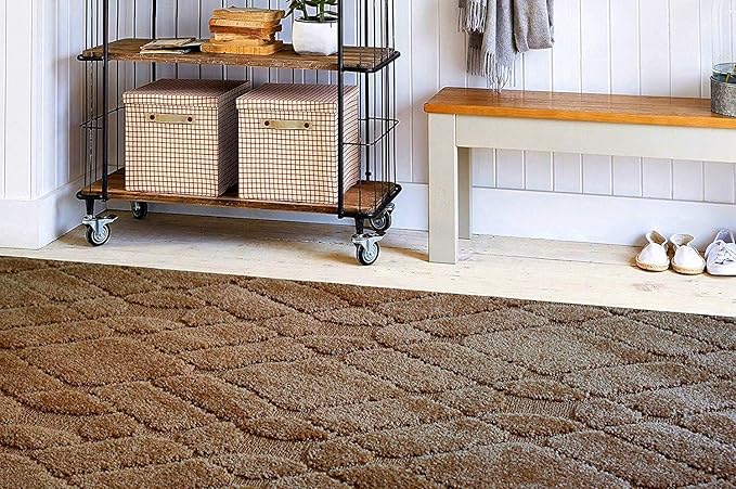 Custom Size Hallway Runner Rug Trellis Brown Color 31 inch Wide Select Your Length Non-Slip (Skid Resistance) Rubber Backing 20 feet x 31 inch (Color Options Available)
