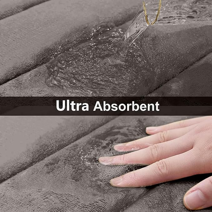 Buganda Memory Foam Bath Mat, 60" x 24", Ultra Soft and Non-Slip Bathroom Rugs, Water Absorbent and Machine Washable Bath Rug Runner for Bathroom, Shower, and Tub, Taupe