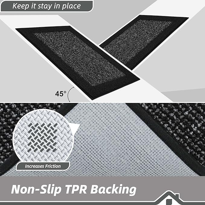 BEQHAUSE Indoor Door Mat 32" x 48", Dirt Trapper Door Mats Non-Slip Entryway Rugs Washable, Resist Dirt Absorbent Welcome Mat, Low Profile Floor Mats for Front Back Door and Entryway, Black