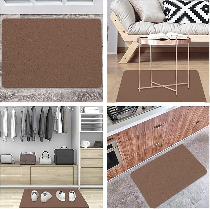 godehone Shower Mats Non Slip Without Suction Cups, PVC Loofah Bathroom Mats, Loofah Mats for Shower and Bathroom, Quick Drying, 23.6× 34.6 Inch, Brown
