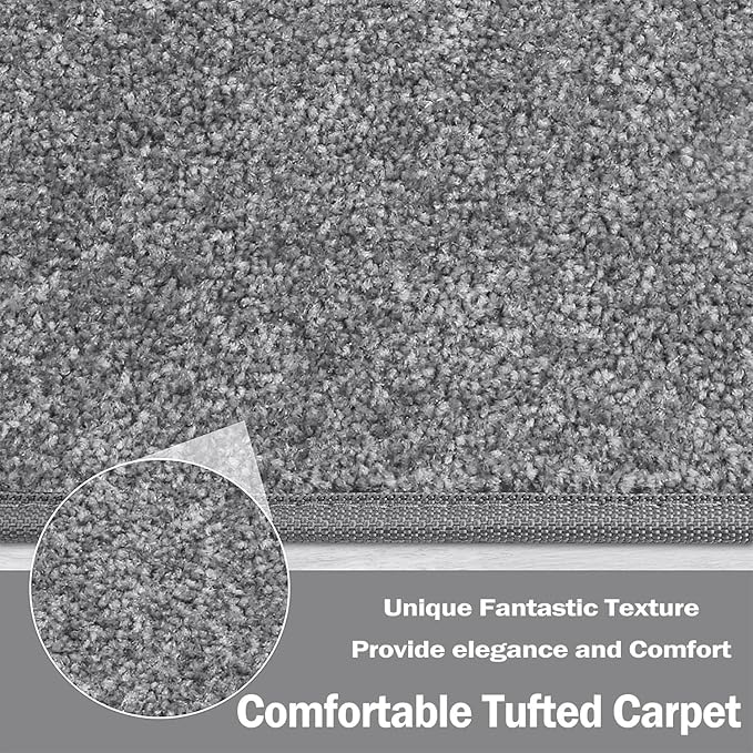 PURE ERA Carpet Stair Treads Tape Free Non Slip Indoor Stair Carpet Stair Protectors Pet-Friendly Non-Slip Skid Resistant Washable Reusable 8" x 30"(14 Pieces,Gray)