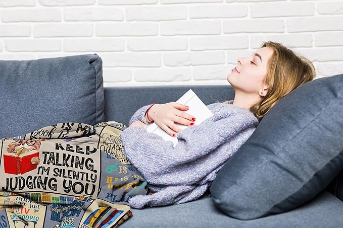 Book Lovers Gifts for Women for Readers, Librarian Book Club Bookworm Reading Literary Gift for Bookish Blanket 60x50in