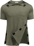Deyeek Shoulder Post Surgery Recovery Shirts for Men Full Tear Away Short Sleeve T Shirt Adaptive Chemo Clothing