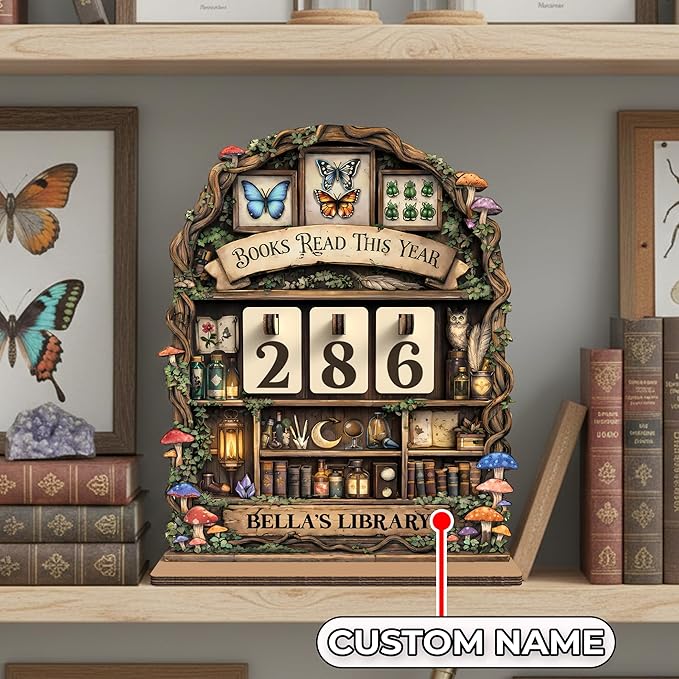 Custom Fantasy Books Read This Year Counter, Reading Book Tracker Sign, Valentines Day Bookish Gift for Women, Book Lovers, Librarians, Writers, Teachers, Bookshelf Accessories, Bookclub Decor