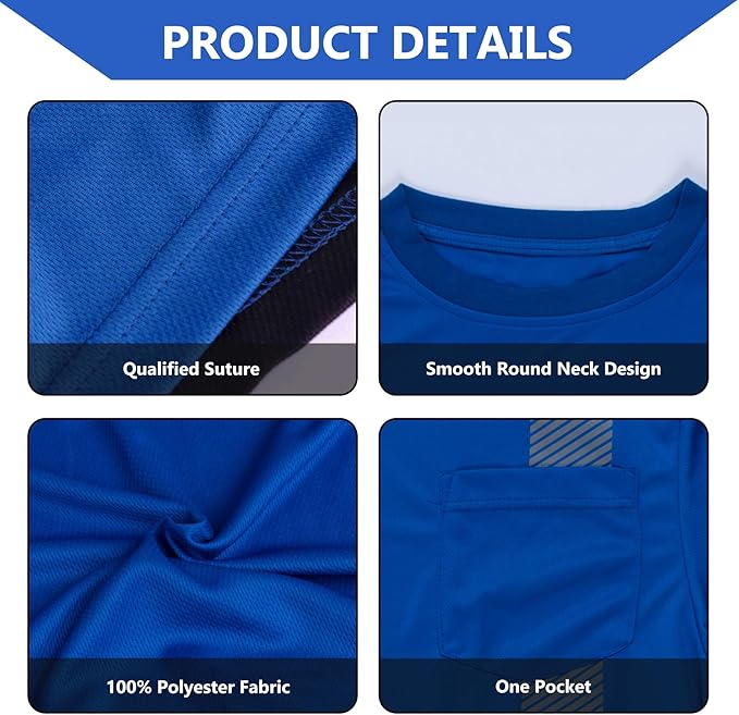 FONIRRA Safety Shirts for Men High Visibility Reflective ANSI Class 2 Hi Vis Construction Work T Shirts Long Sleeve