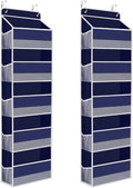 2 Pack Over The Door Organizer, Hanging Storage Organizer with Clear Window, 40lb Ultra Sturdy Large Capacity Room Organizer for Pantry Laundry Bathroom Nursery Closet (Grey)