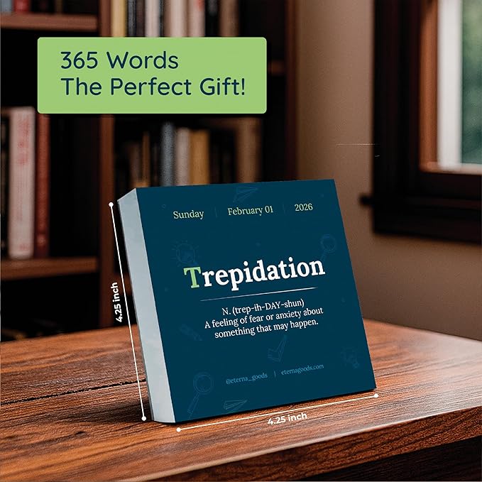 2026 Word of the Day Daily Calendar | Day To Day Tear Off Desktop Calendar with 365 New & Interesting Words & Definitions for Everyday of the Year, Fun Box Calendar Present For Men or Women, Christmas Stocking Stuffer Gift for Home or Office
