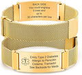 VNOX Medical Alert Id Bracelet for Men Women, Custom Engraving Adjustable Stainless Steel Customizable Mesh Emergency Survival Medic Bracelets Wristband Loop Band with Replacement Tag