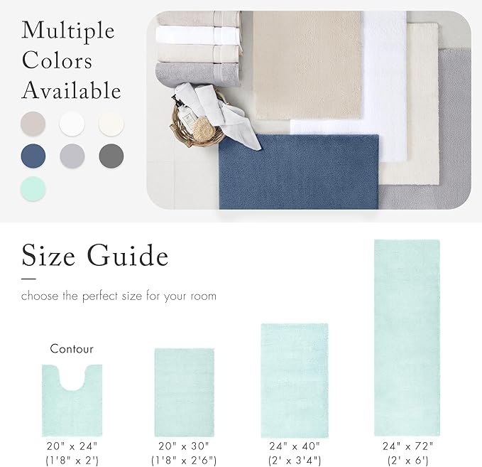 Madison Park Signature Marshmallow Bathroom Rug Non Slip, Luxrurious Plush Bath Mat, Absorbent, Quick Dry, Spa Design Bath Room Décor, 20x24, Seafoam