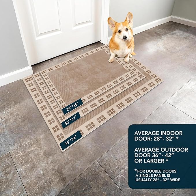 Ultra Thin Door Mat Indoor Entrance, 1/10 in Thin Door Mats for Inside Entry, Non-Slip Rubber Backing Washable Doormat, Fade Resistant, Absorbent, Low Profile Dirt Trapper, 35"X24"