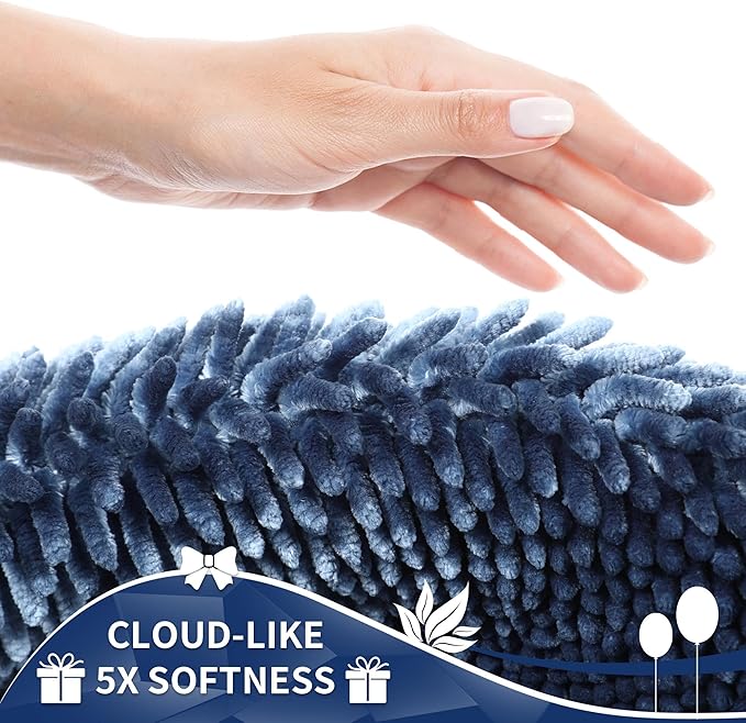 Yimobra Bathroom Rug Set 2 Piece, Luxury Shaggy Bath Mat Set with Non Slip Backing, Ultra Soft & Absorbent Mats for Bathroom Floor, Machine Washable, 31.5"x20"+24"x17", Light Blue