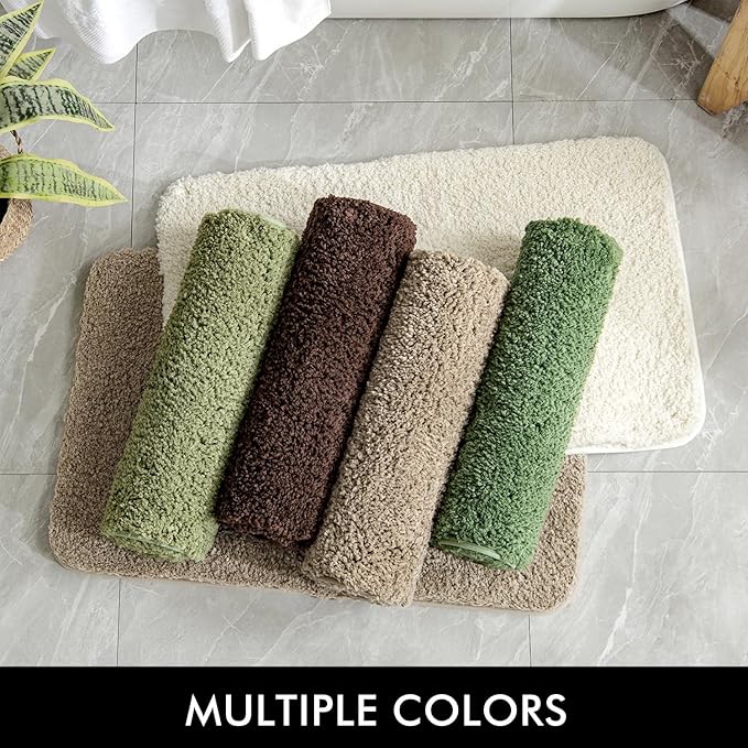MIULEE Extra Thick Non Slip Bathroom Rug Shaggy Soft Bath Mat Plush Microfiber Absorbent Water for Shower Tub Machine Washable (Brown, 20x30 Inches)