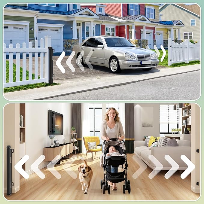200'' Retractable Baby Gates Extra Wide,34" Tall Retractable Dog Gate for Doorways,Extra Long Retractable Baby Gate for Stairs,Kitchen,Indoor/Outdoor Retractable Gate with Fiberglass Reinforcement Rod