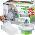 Commode Liners - 100 Strong Portable Commode Toilet Bags - Easy to Use Bedside Commode Liners - Bedside Toilet Potty Liners That Support Dignity of Seniors - No Buckets to Wash - NO Absorbent Pad