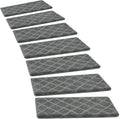 PURE ERA Bullnose Carpet Stair Treads Set Tape Free Non-Slip Indoor Stair Protectors Pet Friendly Rugs 9.5" x 30"(14 Pieces,Grey Diamond Trellis)