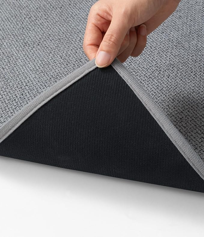 YIHOUSE Bathroom Rugs Mats Sets 3 Pieces Gray, Ultra Thin Bath Mat Absorbent Non Slip Bath Rugs for Bathroom Washable, Shower, Sink, Laundry (Gray, 3 Pieces)