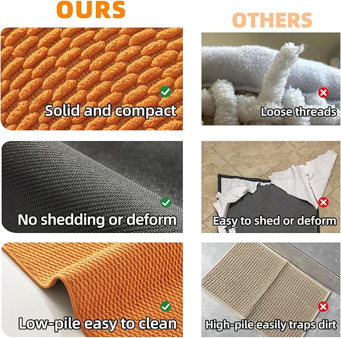 Bathroom Rugs Non Slip Washable, Super Absorbent Thin Bath Mat Quick Dry Low Pile Bathroom Rug, Orange 24"x36"