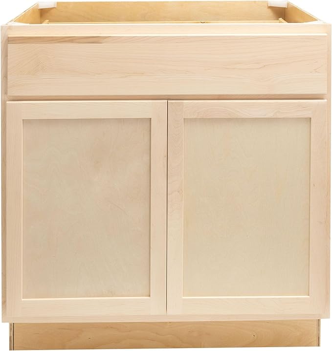 Quicklock RTA (Ready-to-Assemble) | Base Kitchen Cabinets - Shaker Style | Made in America (Raw Maple, 30" Wx34.5 Hx24 D Base)