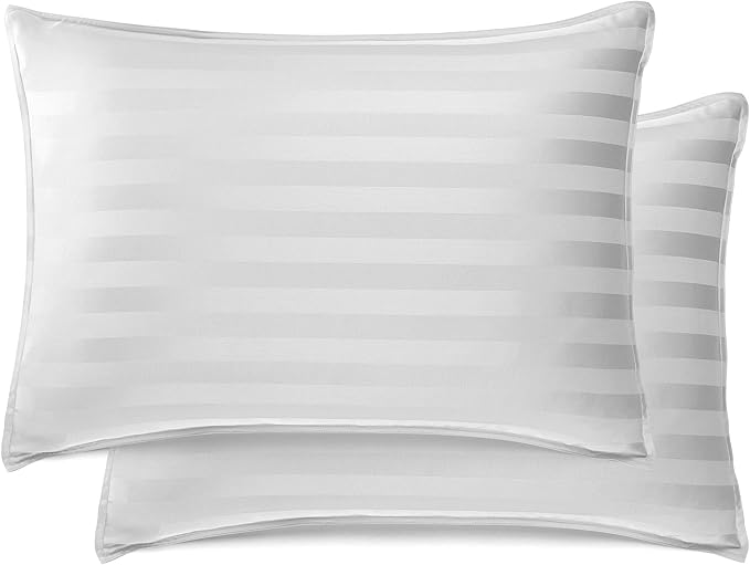 Pure Bamboo Split King Sheets, Genuine 100% Organic Viscose Derived from Bamboo Bed Sheet Set, Soft & Cooling, Double Stitching, 2 Fitted Sheets (Split King, Jacquard White)