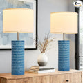 26.5" Ceramic Table Lamp, Table Lamp for Living Room, Blue Lamp for Bedroom, Night Stand Lamps, Modern Bedside Lamp Set of 2, End Table Lamps,Blue