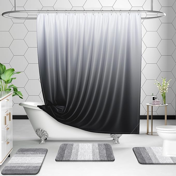 OLANLY Bathroom Rug Set 2 Piece, Soft Absorbent Microfiber Bath Mats and U-Shaped Contour Toilet Rug, Non-Slip, Machine Wash Dry, Plush Shaggy Bath Mats for Bathroom (30"x20"+24"x20", Light Grey)