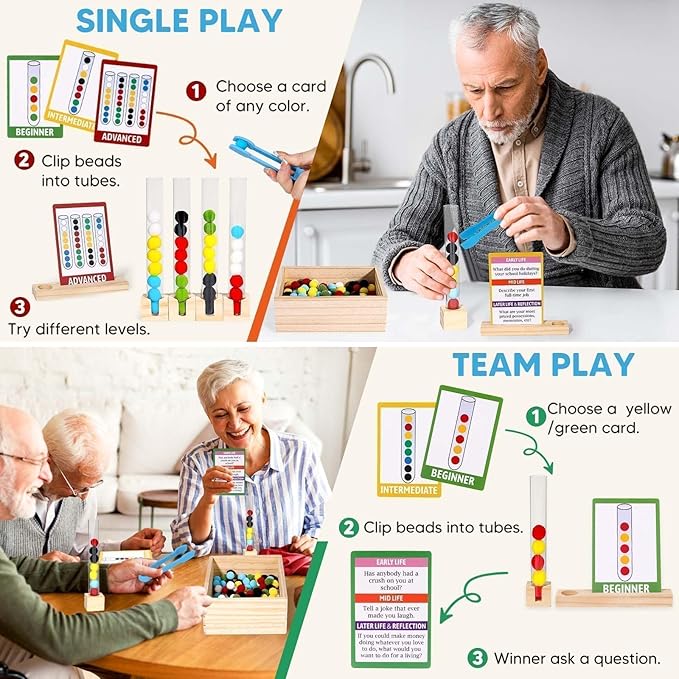 Color Sorting Dementia Activities for Seniors, Easy Brain Games for Dementia Patients, Alzheimers Products for Elderly, Memory Matching Games for Adults W/Life Interview Kit, Seniors Gifts