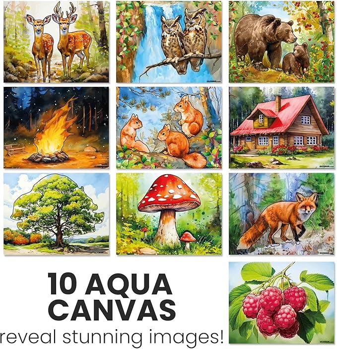 QUOKKA Dementia Activities for Seniors - Water Painting Alzheimers Products for Elderly - Reusable Activity Kits for Dementia Patients - Forest Moments Relaxing Set