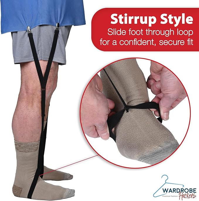 Shirt Stays for Men - Elastic Black Garters for Men and Women - Extendable Shirt Keepers