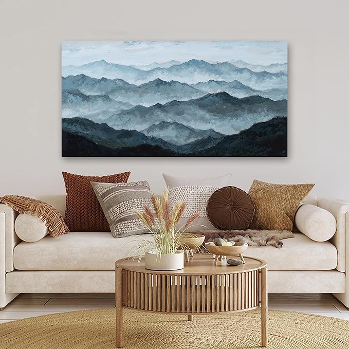 YISXINOAG Landscape Canvas Wall Art Modern Abstract Wall Art Canvas Art Wall Decor Grey Green Mountain Modern Home Artwork on Bedroom, Dining Room Abstract Wall Decor Ready to Hang Size 24"X48"