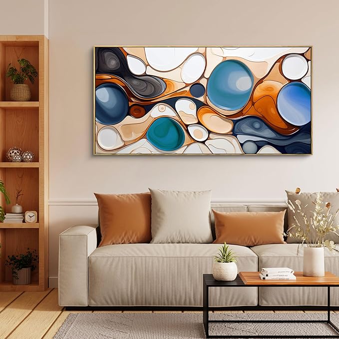 yiijeah Large Wall Art for Living Room - 24x48 Inches Modern Abstract Canvas Painting Framed Picture Colorful Artwork for Bedroom Office Dinning Room
