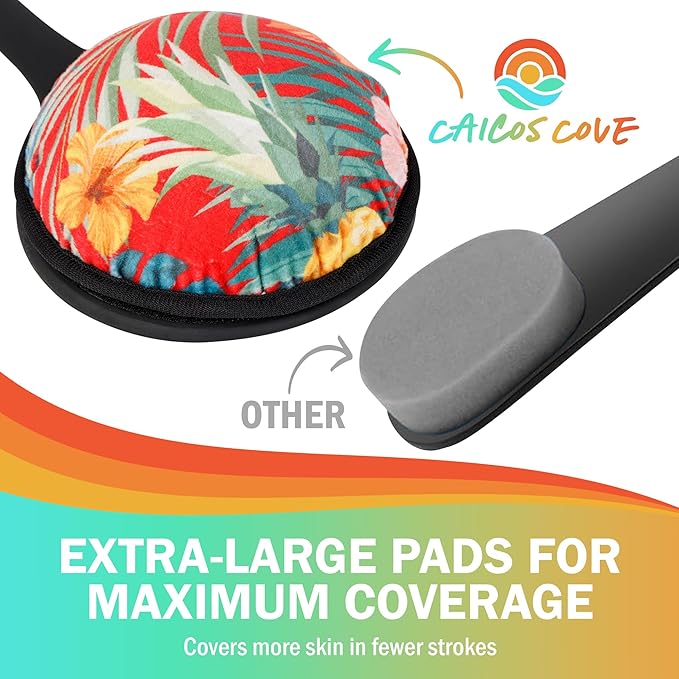Self Tanning Lotion Applicator for Back – 17" Ergonomic Silicone Handle for Hard-to-Reach Areas – Self Tanner Back Applicator Pad + Exfoliating Pad for Smooth, Even Application