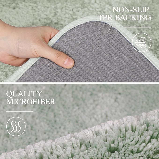 Walensee Large Bathroom Rug (24 x 48, Pale Green) Extra Soft and Absorbent Shaggy Bath Mat Machine Washable Microfiber Non Slip Luxury Floor Mat