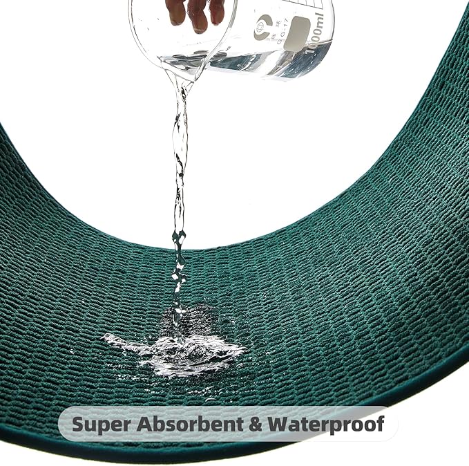 Bathroom Rugs Non Slip Washable, Super Absorbent Thin Bath Mat Quick Dry Low Pile Bathroom Rug, Dark Green 20"x48"