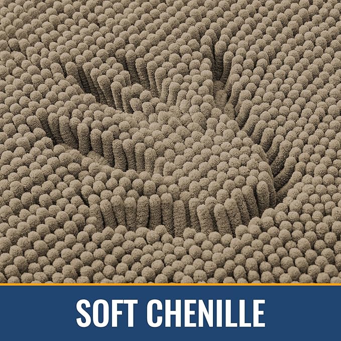 Arotive Bathroom Rugs 24x16, Extra Soft Absorbent Shaggy Chenille Bath Rugs, Machine Washable Rubber Backing Non-Slip Bath Mats for Bathroom Floor Tub and Shower, Home Decor Accessories, Camel