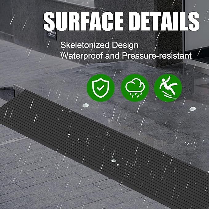 0.6" Rise Threshold Ramps for Doorways, 2000 Lbs Load Capacity, 35.5" Wide Natural Rubber Power Wheelchair Ramp is Adjustable and Cuttable for Doorways, Curb, Sweeper, Power Scooters, Bathroom
