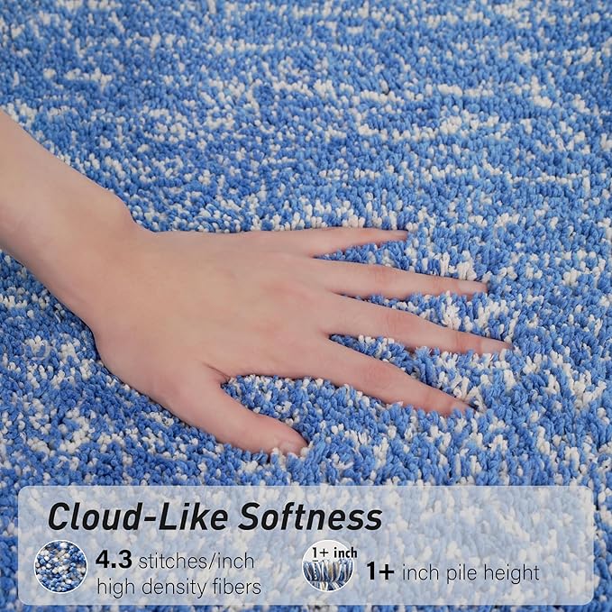 Luxury Quick Dry Non-Slip Bathroom Rugs【20'' x 30'' Night Blue】 Highly Absorbent Washable and Ultra Soft, Extra Thick Fluffy Bath Mats for Shower/Kitchen/Bathtub Floor