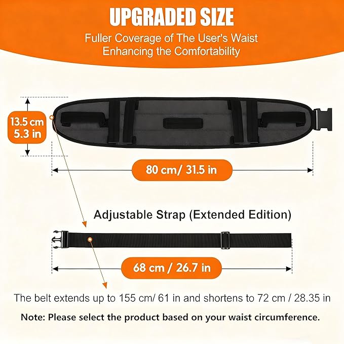 Rhino Valley Gait Belt for Senior with 7 Handles, 59" Anti-Slip Gate Belts medical for elderly, Transfer Belt with Quick Release Buckle, Elderly, Physical, Handicap, Bariatric Therapy, Black & Black