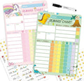Magnetic Dry Erase Chore Chart for Two Kids, Reward Chart for Kids Behavior. Includes 52 Static Tasks, 126 Golden Stars and Dinosaur & Unicorn Magnetic Charts Each
