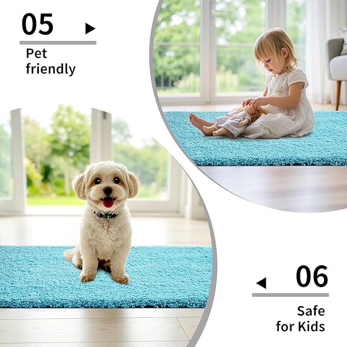 Bathroom Runner Rug 24x70 Teal Non Slip Fluffy Long Bath Mat for Bathroom Floor Washable Plush Luxury Large Bath Rug for Tub Absorbent Runner Rug for Bedside