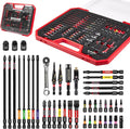 44Pcs Tools Set Packaged Impact Screwdriver Bits,Ratchet Wrench, Socket Driver, Sockets, Step Drill, 1/4”Socket Adapter and Impact Bit Holder with Tool Box Storage for Home Repairs, DIY