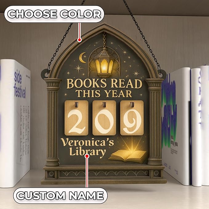 Custom Books Read This Year Wooden Sign, Reading Tracker Book Counter, Personalized Home Library Decor, Bookshelf Accessories, Bookworm Gift for Book Lovers, Readers, Teachers