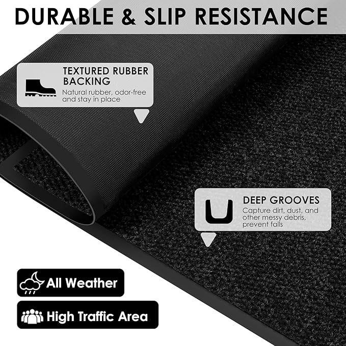 2′ x 43′ Front Door Mat Indoor Outdoor Entrance, Commercial Floor Mat Heavy Duty Dirt Trapper Entryway Doormat, Custom Size Non Slip Rubber Backing Welcome mat, Door Mat for High Traffic Area